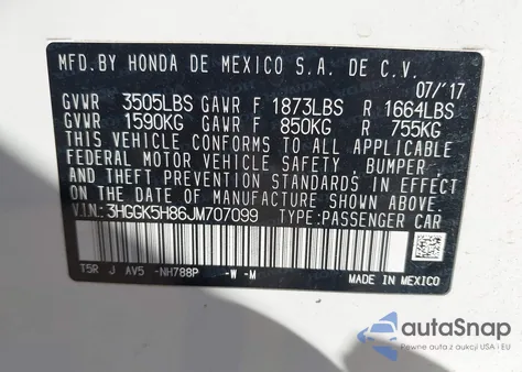 2018 Honda Fit Ex z USA, uszkodzony, nr VIN 3HGGK5H86JM707099